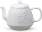 Toptier Leaf Teapot, Porcelain Tea Pot with Stainless Steel Infuser, Blooming & Loose Leaf Ceramic Teapot, 37 Ounce, White