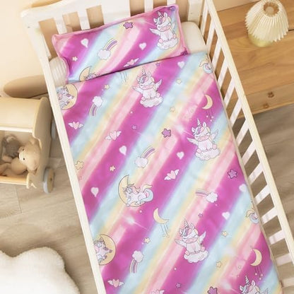 MORAIS Toddler Nap Mat with Pillow and Blanket, 52" x 20" Lightweight and Soft Nap Mat for Preschool, Daycare, Travel Sleeping Bags
