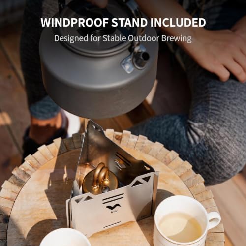 UJU Alcohol Camping Stove Set, Portable Flat Bottom Alcohol Burner, Wind-Resistant Outdoor Cooking Stove with Windscreen, Storage Bag & 2 Empty Bottles for Backpacking, Hiking & Camping, Silver