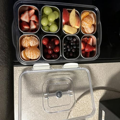 Stainless Steel Snackle Box Container - 8 Compartment Divided Serving Tray