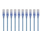 Monoprice Cat6A 2ft Blue 10-Pk Patch Cable UTP 30AWG 10G Pure Bare Copper Snagless RJ45 SlimRun Series Ethernet Cable