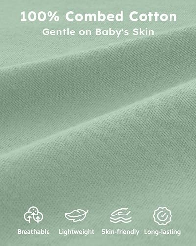 Baby Sleep Sack 6-12 Months 0.5 TOG, 100% Cotton Baby Wearable Blanket 2 Pack with 2-Way Zipper, Lightweight Sleep Bag for Boys ＆ Girls Newborn Infant Breathable Sleeing Sack Green Animal