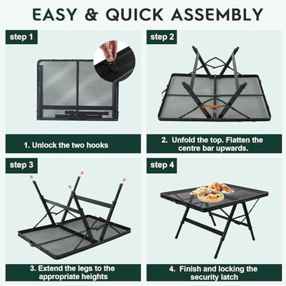 WildFinder Folding Grill Table, 3x2 FT Adjustable Height Camping Table