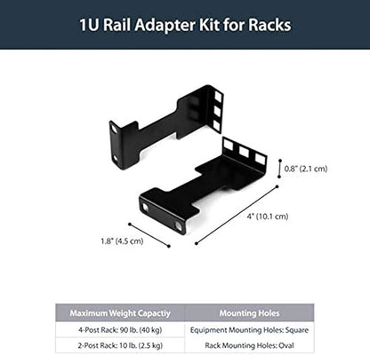 StarTech.com Server Rack Depth Extender - 1U - 4in / 10 cm - TAA Compliant - Recessed Rack Adapter - Rack Mount Adapter Kit - Network Rack Extender (RDA1U)