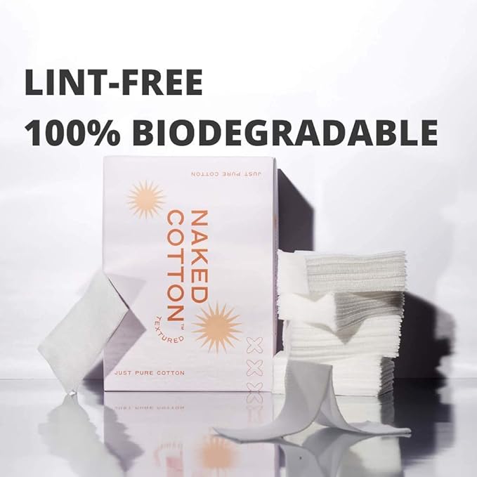 White Rabbit – Naked Cotton Textured – Unbleached Perforated Cotton Pads for Toner, Makeup Removal & Masks | Lint-Free, Exfoliating, Natural & Cruelty-Free | Korean Skin Care Product (200 Count)