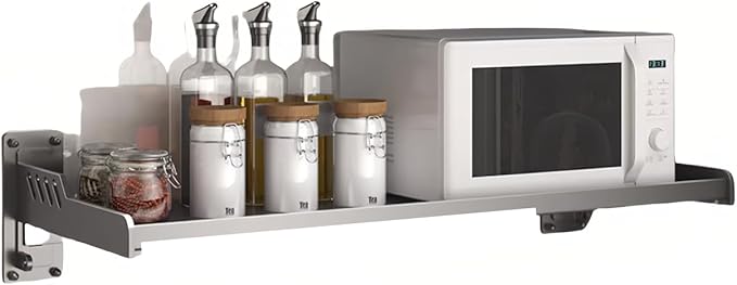 Wall-Mounted Kitchen Organizer – Microwave Spice Rack, Heavy-Duty & Easy Setup (Extra Large)