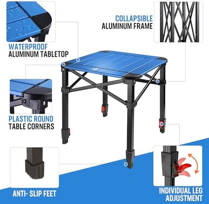 VILLEY Folding Camping Square Table, Portable Aluminum Table, Small