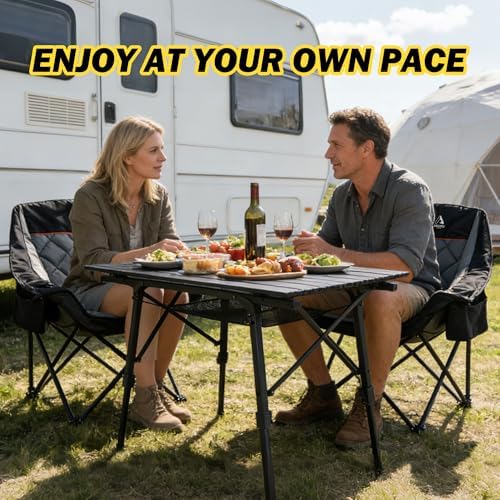 Folding Camping Table, Portable Aluminum Adjustable Height