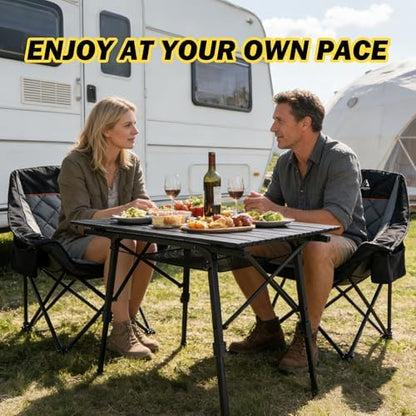Folding Camping Table, Portable Aluminum Adjustable Height