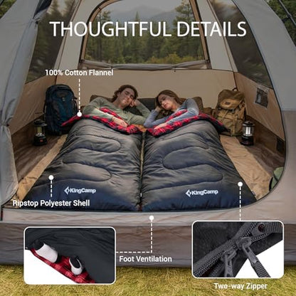 KingCamp Sleeping Bag for Adults, 100% Flannel XL Big and Tall