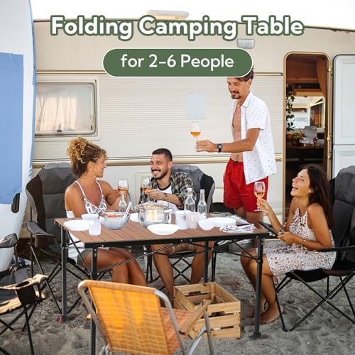 Portable Outdoor Adjustable Height Camping Table, Large for 2-6 Person