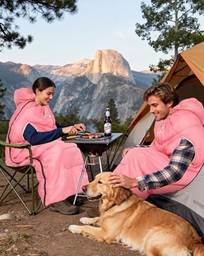 Sportneer Wearable Sleeping Bag for Adults & Kids – Walkable with Arm Zippers, Warm Weather & Cold Waterproof, Compact for Camping, Stadiums, Travel, Backpacking & Car Use