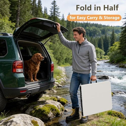 5FT Folding Table 6 Pack, Heavy Duty Fold in Half Plastic Tables with Carry Handle, Portable Indoor Outdoor Utility Table for Party, Picnic, Camping, Banquet, Wedding, RV Travel