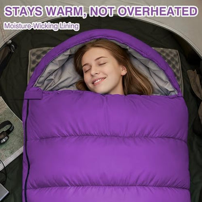 XXL Sleeping Bag for Adults Lightweight 41-59℉, 3-4 Season Waterproof Camping Sleeping Bag with Compression Sack for Backpacking Hiking