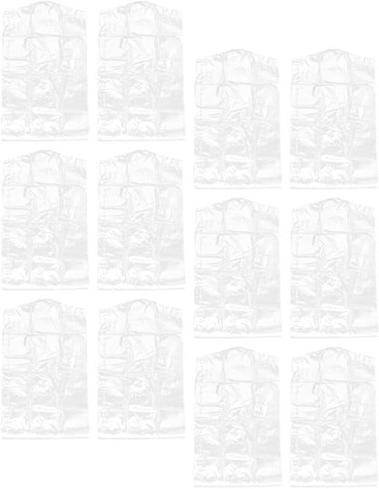 Cabilock 12pcs Clear Plastic Garment Bags with Hanger Opening Dustproof Clothing Protectors for Hanging Suits Coats Dresses and Jackets Laundry Clothing Covers for Closet Storage and Travel