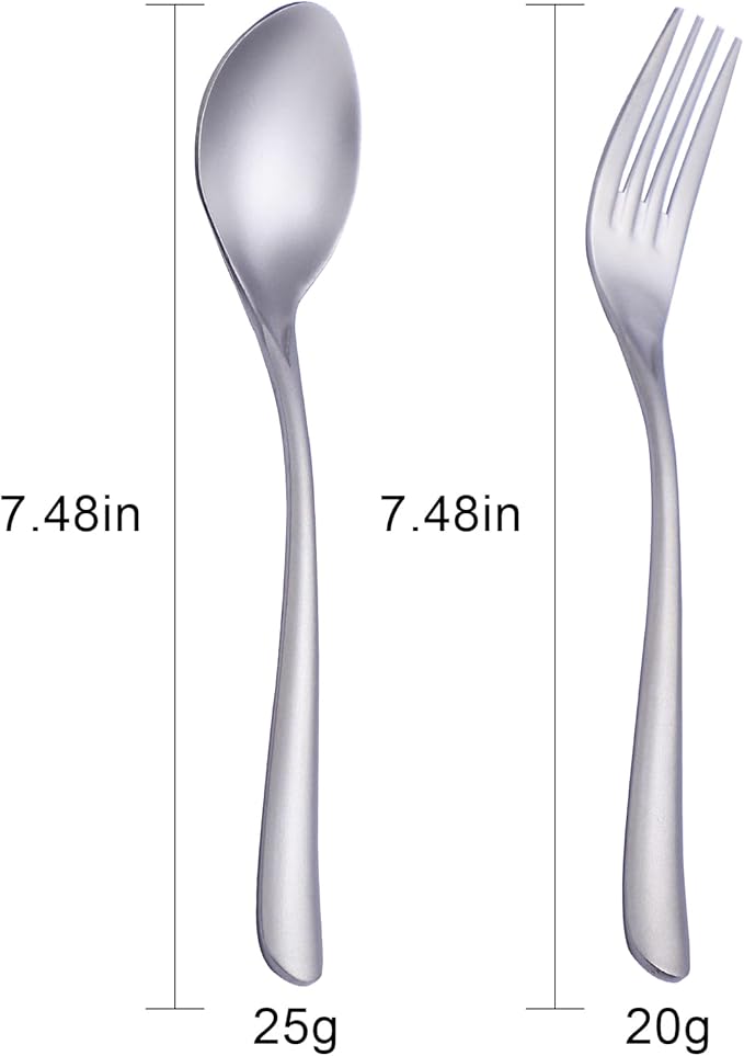 Titanium Cutlery Set, Lightweight Flatware, Modern Design, Dishwasher Safe, Service for 1 (2)