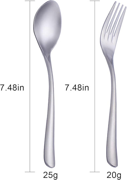 Titanium Cutlery Set, Lightweight Flatware, Modern Design, Dishwasher Safe, Service for 1 (2)