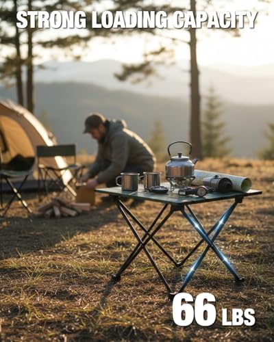 VILLEY Portable Camping Side Table, Ultralight Aluminum Folding Beach Table