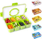 WACOI Divided Snack Serving Tray with Lid and Handle Travel Snackle Charcuterie Container Portable Storage Organizer for Candy, Fruits, Nuts, Snacks, Party, Picnic (1pack, Green)