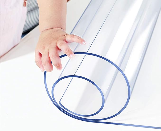 54x54 Multi Size 1.5mm Thick Custom Clear Rectangular PVC Table Protector Plastic Tablecloth Furniture Protective Cover Wooden Desk Top Coffee Dining Wood Furniture Buffet End Countertop Mat