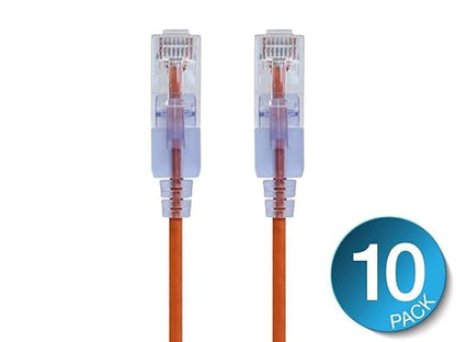 Monoprice Cat6A 5ft Orange 10-Pk Patch Cable UTP 30AWG 10G Pure Bare Copper Snagless RJ45 SlimRun Series Ethernet Cable