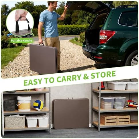 BestOffice | 6FT Folding Table | Brown | Portable Plastic Table