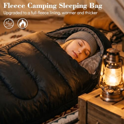 Sleeping Bags for Adults & Kids for Camping Hiking Trips Warm Cool Weather, Lightweight and Waterproof with Compression Bag, 3-4 Season Indoors Outdoors Activities