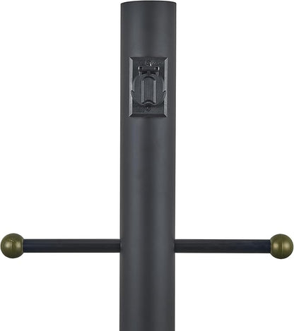 Design House Outdoor Lamp Post, Plastic Cross Arm, Built-in-Outlet, Dusk-to-Dawn Photo Eye Sensor, Easy Installation, Black, 3 in Diameter x 80 in H, 589812