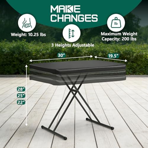 30in Folding Table, Portable Picnic Table with Adjustable Height, Foldable TV Tray Table & Laptop Desk for Small Spaces, Patio, Camping, BBQ, No Assembly Needed, Black