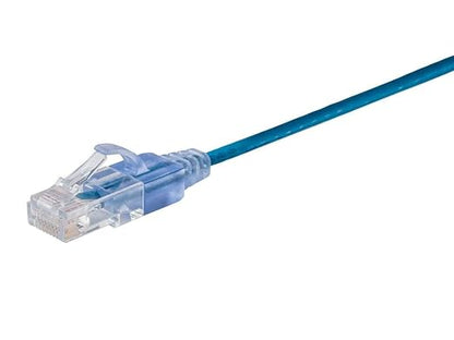 Monoprice Cat6A Ethernet Patch Cable - Snagless RJ45, 550Mhz, 10G, UTP, Pure Bare Copper Wire, 30AWG, 5-Pack, 14 Feet, Blue - SlimRun Series