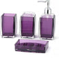 Bathroom Accessories Set,4 pcs Acrylic Bathroom Accessory Set with Soap Dispenser,Soap Dish, Toothbrush Holder, Tumbler, Modern Bathroom Accessories Decor,Gift for Home (Purple)