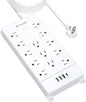 TROND Surge Protector Power Strip 15 ft, Flat Plug Extension Cord, 13 Wide Spaced Outlets, 4000 Joules, 32W Quick Charge 3.0 & USB C, Wall Mount, Under Desk, Heavy Duty, Mountable, ETL Listed, White