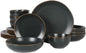 Gibson Home Hazeltine 16-Piece Black Stoneware Dinnerware Set – Plates and Bowls