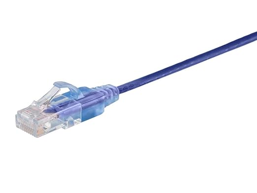 Monoprice SlimRun Cat6A Ethernet Patch Cable - Network Internet Cord - RJ45, Stranded, UTP, Pure Bare Copper Wire, 30AWG, 0.5 Feet, Purple, 10-Pack