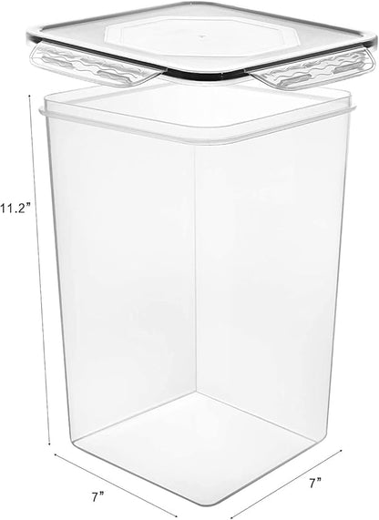 Extra Large 7qt / 6.5L/220oz Tall Food Storage Containers, WIDE & DEEP, 4-Piece Plastic Airtight Kitchen Pantry Storage Containers for Flour, Sugar, with 4 Measuring Cups,20 Labels