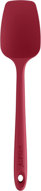 U-Taste Silicone Cooking Spoon Spatula: 480ºF Heat Resistant Food Grade 11.38" Flexible Rubber Kitchen Spoonula, Seamless Pastry Bowl Scraper for Mixing Stirring Scraping in Nonstick Cookware (Red)