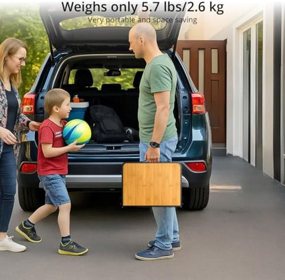 Anbte 2ft Folding Camping Table Max 29.5", 3 Adjustable Height, Yellow