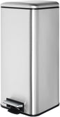 8 Gallon SquareTrash Can with Soft Close Lid, Stainless Steel Trash Can with Removal Inner Bucket, Hand -Free Trash Bin for Kitchen, Office, Laundry, Bathroom, 30 Liter Capacity, Silver