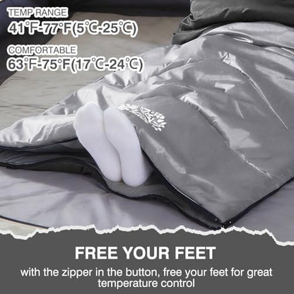 Sleeping Bags for Adults & Kids for Camping Hiking Trips Warm Cool Weather, Lightweight and Waterproof with Compression Bag, 3-4 Season Indoors Outdoors Activities