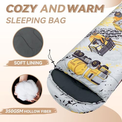 Kids Sleeping Bag for Camping, Lightweight 3 Season Cold Weather Warm Bag