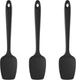 U-Taste Silicone Spoon Spatula Set, 600ºF High Heat Resistant Food Grade Flexible Rubber Scraper, Cooking Mixing Baking Kitchen Utensils Set of 3 (Black)