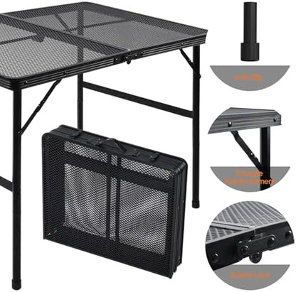 WildFinder Folding Grill Table, 3x2 FT Height Adjustable Camping Table