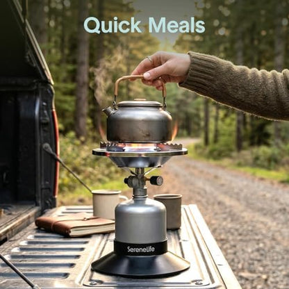 Portable Propane Camping Stove 10,000 BTU Single Burner, Compact Outdoor Cooking Stove for Backpacking & Camp Use, Easy Setup, Stable Base, Small Cooking Stove, Fuel Tank Not Included