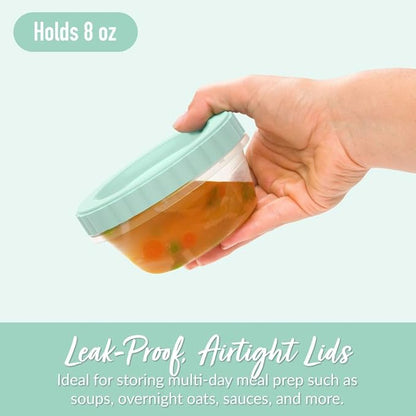Bentgo Prep - 20 Piece 8 fl oz Leak-Proof Deli Containers with Lids, Food Storage for Meal Prep, Twist-Top, Reusable, PFAS & BPA-Free, Stackable, Microwave, Freezer, & Dishwasher Safe (Honeydew)