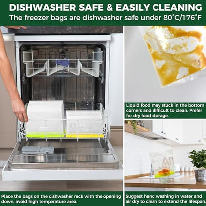 SPLF 12 Pack Reusable 2 Gallon Freezer Bags Dishwasher Safe