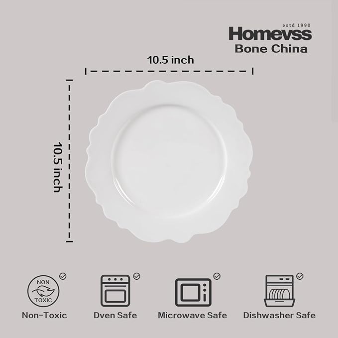 HomeVss, New Bone China Dinnerware Set Embossed Winds, Service for 4-20pc Set