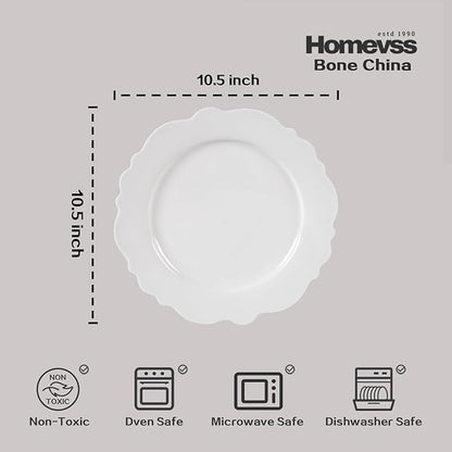 HomeVss, New Bone China Dinnerware Set Embossed Winds, Service for 4-20pc Set