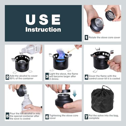 REDCAMP 2 In 1 Mini Alcohol Stove Camping for Backpacking, Matte Black