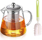 750ml (25oz) Glass Teapot with Infuser,Heat Resistant with Removable Infuser, Borosilicate Clear Glass Tea Pots for Loose Leaf Tea and Blooming Tea Cook Teapot 25oz