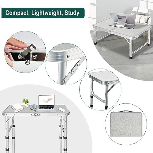 RedSwing Small Folding Table 2 Feet, Small Foldable Table Adjustable Height, Lightweight Portable Aluminum Camping Table, 3 Heights, 23in x 15 in x 10 in